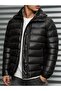 Men's Black Water and Wind Resistant Collar Fur Padded Inflatable Jacket - 5
