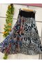 Patterned Midi Length Chiffon Lined Bell Skirt Length 85 cm