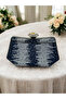 Navy Blue Silver Color Stone Pearl Detailed Handle Women's Evening Dress Bag - 5