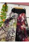 Patterned Midi Length Chiffon A-Line Skirt with Lining, Length 85 cm - 2