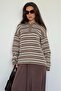 Mink Polo Neck Striped Women's Knitwear Sweater - 6