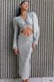 Parl Women's Shiny Silver Cut Out Pulpayet Event Midi Shoulder Pad Piece Dress Evening Dress - 5