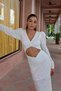 Parl Women's White Cut Out Pulpayet Event Midi Shoulder Pad Piece Dress Evening Dress - 6
