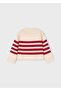 Winter Girl's Red Striped Sweater - Cream - 6