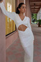 Parl Women's White Cut Out Pulpayet Event Midi Shoulder Pad Piece Dress Evening Dress - 7