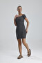فستان قصير من الفيسكوز والإيلاستين مخطط |   ELB35857 أسود مخطط بخطوط رفيعة - 2