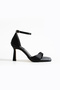Eliza Kadeh Heeled Single Strap Black Satin Shoes - 2