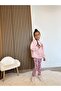 Girls' Cotton Pink Heart Patterned Sweatshirt and Floral Leggings Set - 4