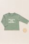 Children's Slogan Printed Long Sleeve Cotton Green Sweatshirt