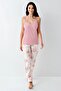 9058 Women's Dusty Rose Dressing Gown with String Straps and Lace Detail 3-Piece Pajama Set - 2