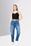 Women Boyfriend Fit Washed No Stretch Jeans, Blue - 2
