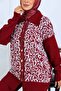 Patterned Button Detailed Knitwear Set S1124 Claret Red - 2