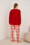 Red Deer Embroidered Plus Size Fleece Winter Knitted Pajamas Set - 3