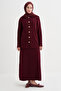 Plain Knitwear Skirt Suit Burgundy