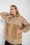 Women's Tan Color Fleece Detail Fur Coat Camel - 2