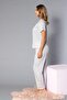 Buttoned Short Sleeve Shirt Pajama Set - Summer Score Patterned Soft Milan Fabric - 58- - 3