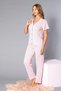 Buttoned Short Sleeve Shirt Pajama Set - Summer Score Patterned Soft Milan Fabric - 58- - 2