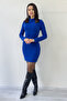 Women's Stand Collar Glitter Long Sleeve Short Dress Black,Sax Blue, Red