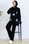 Floral Knitwear Cardigan Set S1001 Black