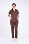 Unisex Stretch Fabric Nurse Doctor Scrubs Set Sweatproof Fabric Scrubs Hospital Uniform Cocoa Brown