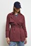 Mora Short Trench Coat Burgundy