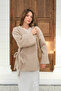 Women's Double Breasted Collar Tie Detail Cardigan Stone - 26K 7020 - 3