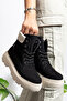 Women's Black Suede Casual Lace-Up Water Resistant Boots Comfortable Stylish High Sole Warm Lining Winter Bootie