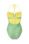 Ethnic Patterned Strapless Halter Neck Mint Green Women's Swimsuit - Alina - 5