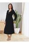 Women's Black Special Design Long Sleeve Cotton Maternity Nightgown - 3