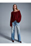 10806 Boat Neck Soft Textured Knit Sweater-Dark Burgundy - 5