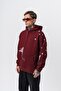 Men's No Perch Embroidered Hooded Oversize Hoodie Burgundy - 2