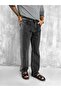 Men's Belt Detailed Washed Baggy Fit Trousers Black - 3
