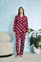 Polar Heart Patterned Buttoned Front Long Sleeve Pajama Set - 2