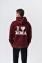 Men's Mma Printed Hooded Oversize Hoodie Burgundy