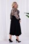Women's Coffee Black Snake Pattern Blocky Double Breasted Neckline Balloon Sleeve Plus Size Stretchy Maxi Dress - 7