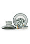 Porcelain AMALFI 12Pc Dinner Set - Green, 4×10.5” Plates,4×7.5”SidePlates&4 × 4.5”SmallBowls