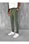 Men's Elastic Waist Tecno Fabric Slim Fit Trousers Green - 2