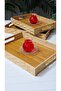 Bamboo 3-Layer Rectangular Presentation Tray Coffee Tea Tray - 2