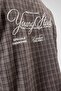 Oversize Checkered Back Printed Long Sleeve Shirt Mink-Brown - 8