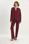 Women's Burgundy Relax Fit Hooded Cardigan High Waist Pants Knitwear Set Tt251003 60283645 - 4
