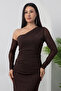 One Shoulder Long Sleeve Rhinestone Tulle Dress Dks1012 - 2