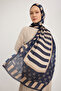Rhythmic Geometry - Navy Blue - Aurora Patterned Janjan Shawl - 70X190 cm - 2