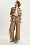 Women's Mink High Waist Elastic Waist Tie Detailed Pocketed Fabric Loose Trousers 4031 60283636