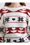 Vizyon New Season White Crew Neck Patterned Women's Knitwear Sweater - 3