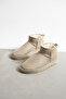Mini Beige Suede Fur Inside Flat Sole Women's Boots - 3