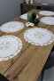 2' Round American Service Tablecloth with Lace Embroidery Appearance, 40 cm - 2