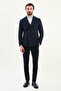 Straight Slim Fit Wide Collar Double Breasted Metal Button Men's Jacket Navy Blue - 41479.25K - 3