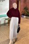 Collar Zippered Crop Knitwear Sweater Burgundy