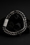 Men's Steel Bracelet - 8.5 mm Flat Gourmet Chain Oxidized Model Black Color Men's Bracelet - 3