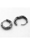 Engraved Mesh Design Hoop Threaded 316L Stainless & Tarnish-Free Steel Earrings Pair - 4